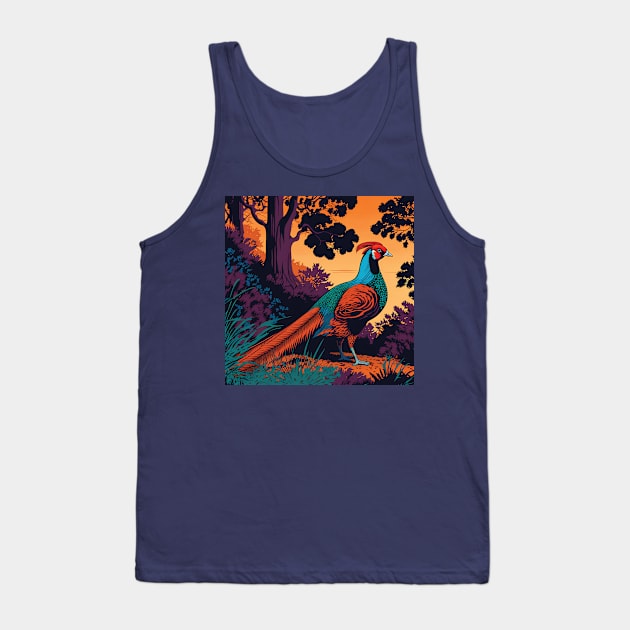 Crested Pheasant in Woodland Tank Top by Geminiartstudio